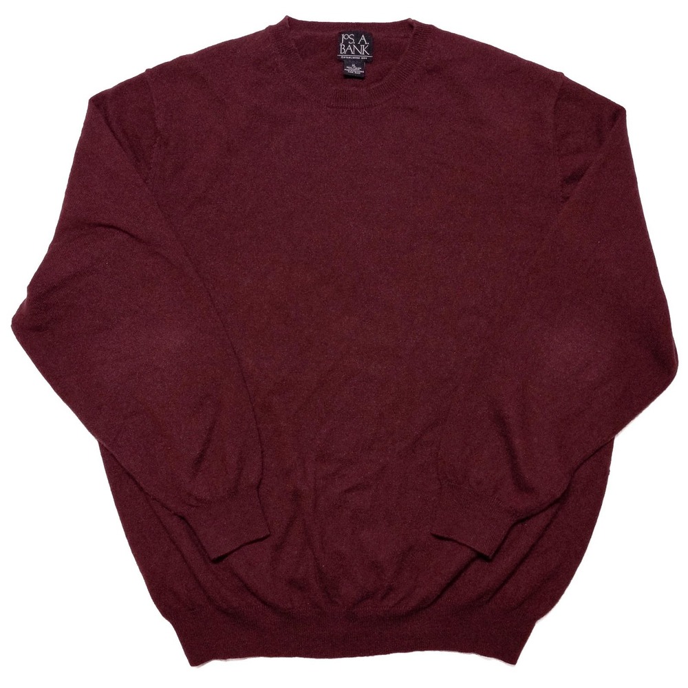 JOS A BANK 100% Cashmere Sweater XL Crewneck Maroon Red ~ Flaw